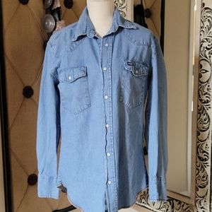 Vintage Ladies Denim Pearl Snap Shirt